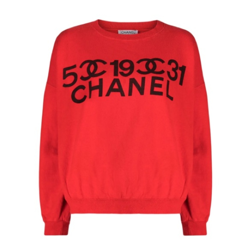 CHANEL 1990-2000s Logo-Print Cotton Sweatshirt
